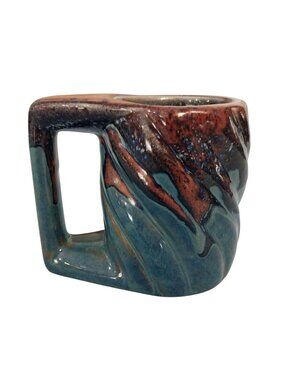 Rodolpho Padilla Mexico Drip Glaze Stoneware Coffee Mug Vintage Blue Brown